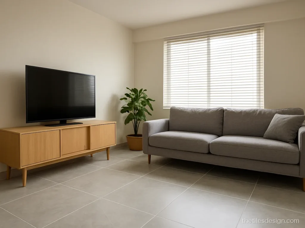 Italian floor tiles in a soft grey marble style with matt finish