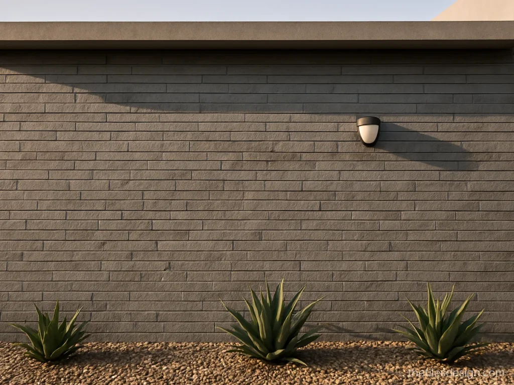 Modern exterior stone cladding in thin grey slate panels on a house wall
