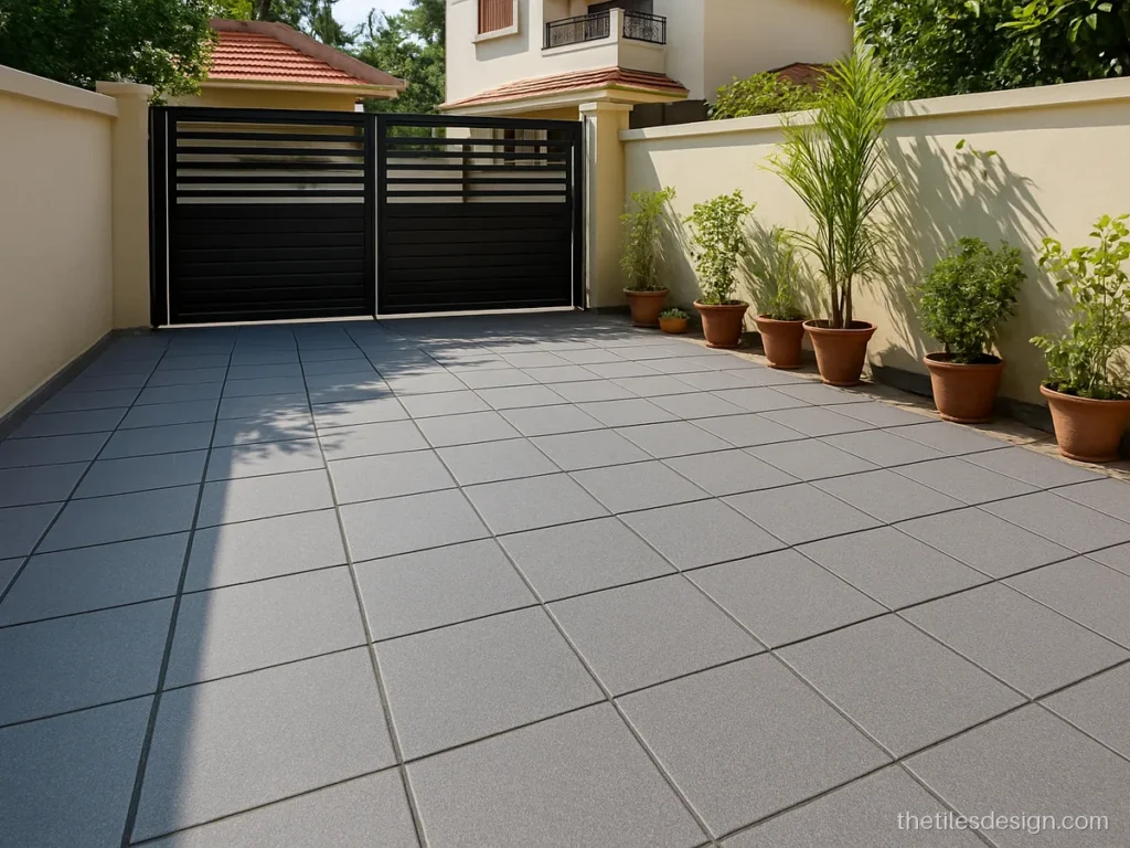 Home parking tiles in grey 300 x 300 mm heavy duty matt finish with dark grout